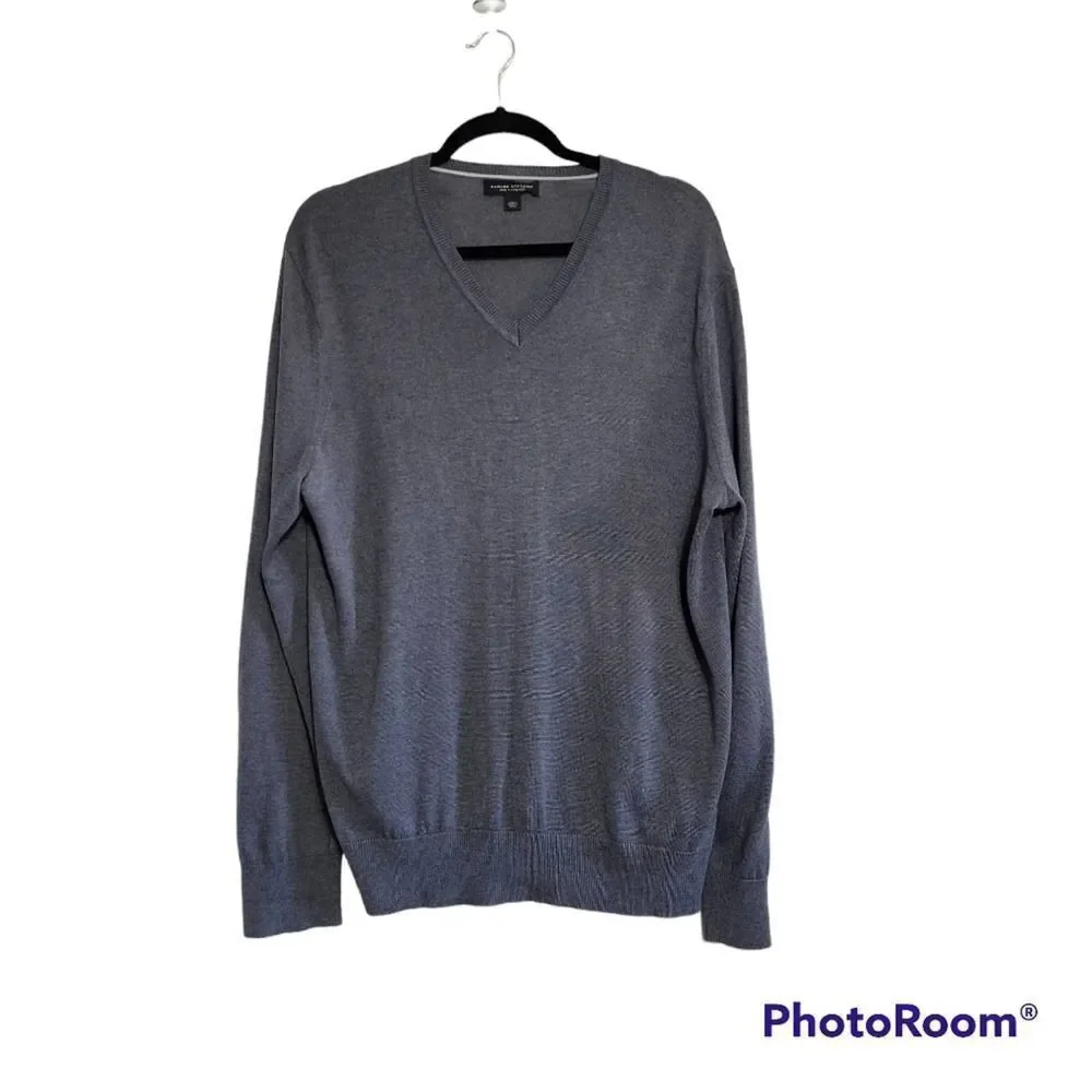 Banana Republic sweater L gray silk/cashmere v-neck luxury